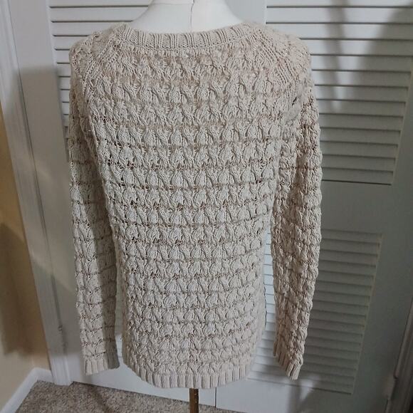 Willow & Clay M Cream Metallic Thread Long-Sleeved Raglan-Sleeved Cotton Sweater - Picture 7 of 16